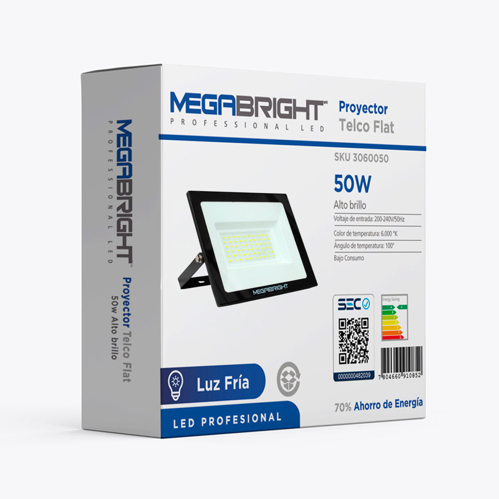MEGABRIGHT® Proyector Led Telco Flat 50W