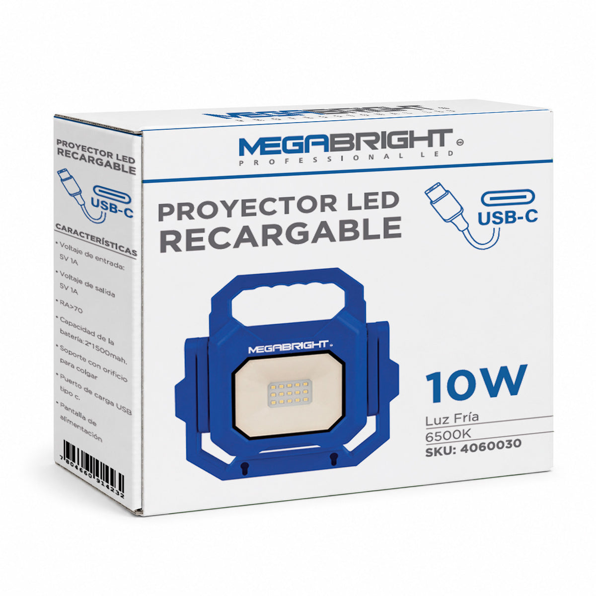 MEGABRIGHT® Proyector Led Recargable 10W