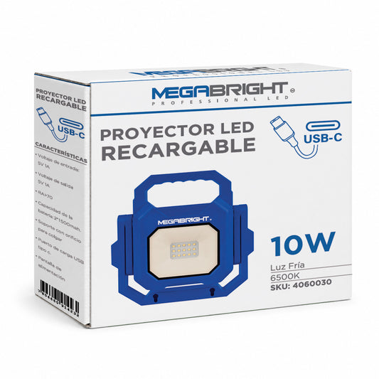 MEGABRIGHT® Proyector Led Recargable 10W
