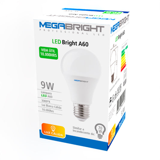 MEGABRIGHT® Ampolleta Led 9wts Luz Calida