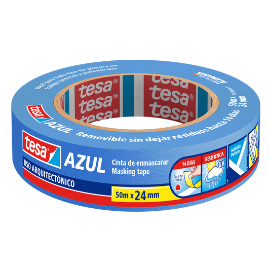 Tesa® Cinta de Enmascarar Azul profesional uso exterior 24mm. x 50mts.