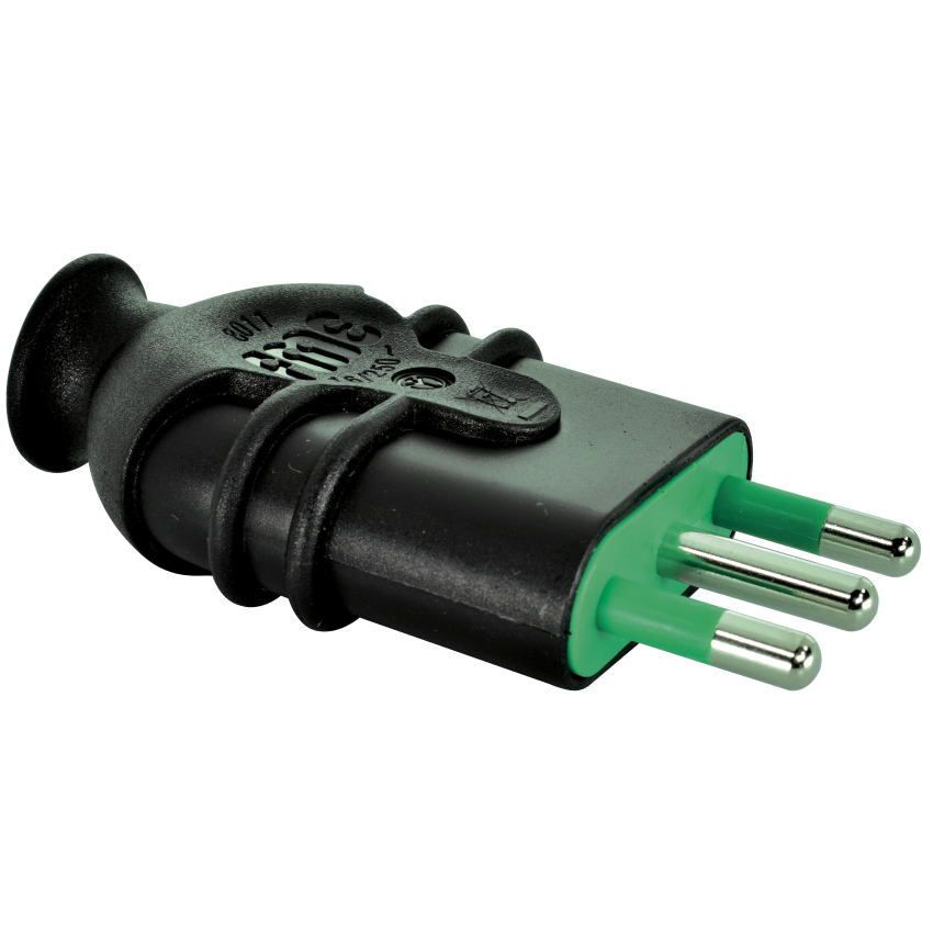 FANTON® ENCHUFE MACHO 2P+T 10A - 16A 250VAC NEGRO