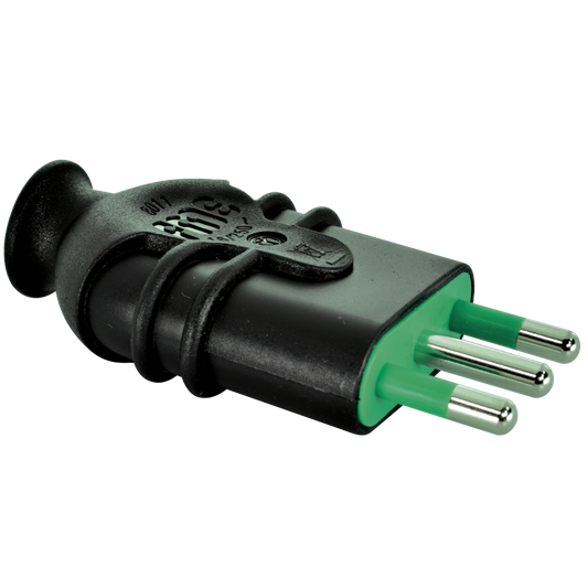 FANTON® ENCHUFE MACHO 2P+T 10A - 16A 250VAC NEGRO