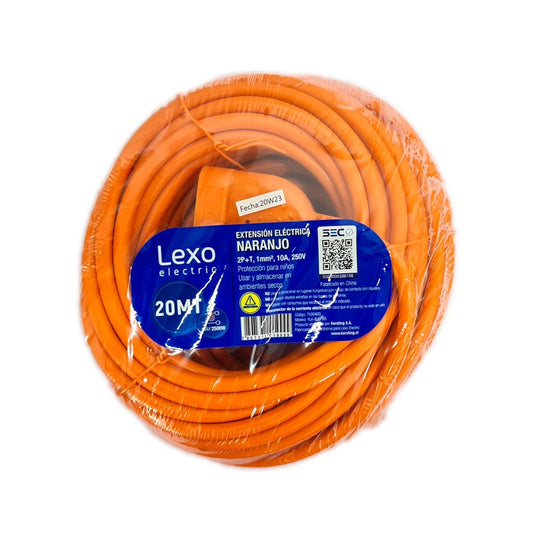 LEXO®ALARGADOR SIMPLE 10A 2P + 20MTS NARANJO