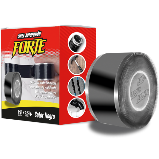 FORTE® CINTA AUTOFUSION SILICONA NEGRA 2.5MTS X 19MM