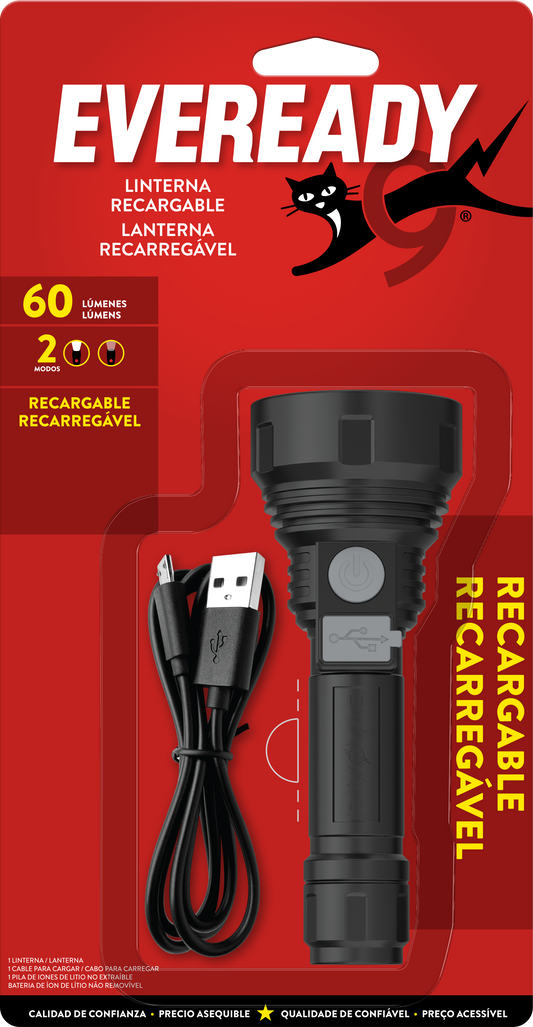 EVEREADY® LINTERNA LED RECARGABLE 60 LUMEN