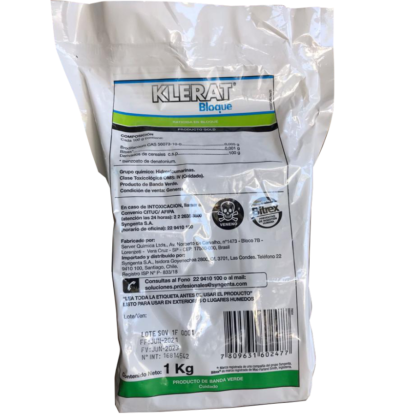 Klerat® RATICIDA BLOQUE 1KG.