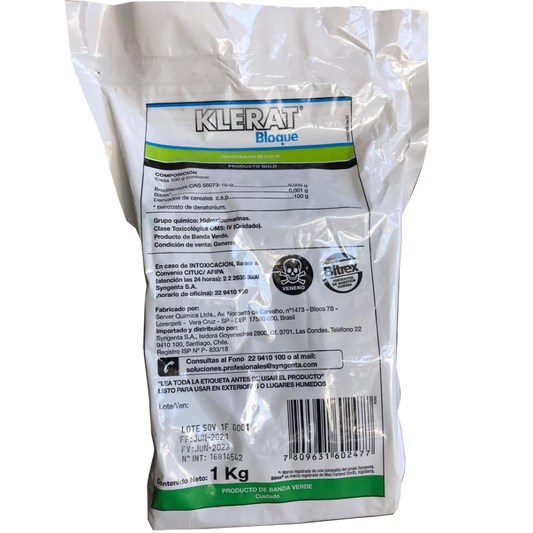 Klerat® RATICIDA BLOQUE 1KG.