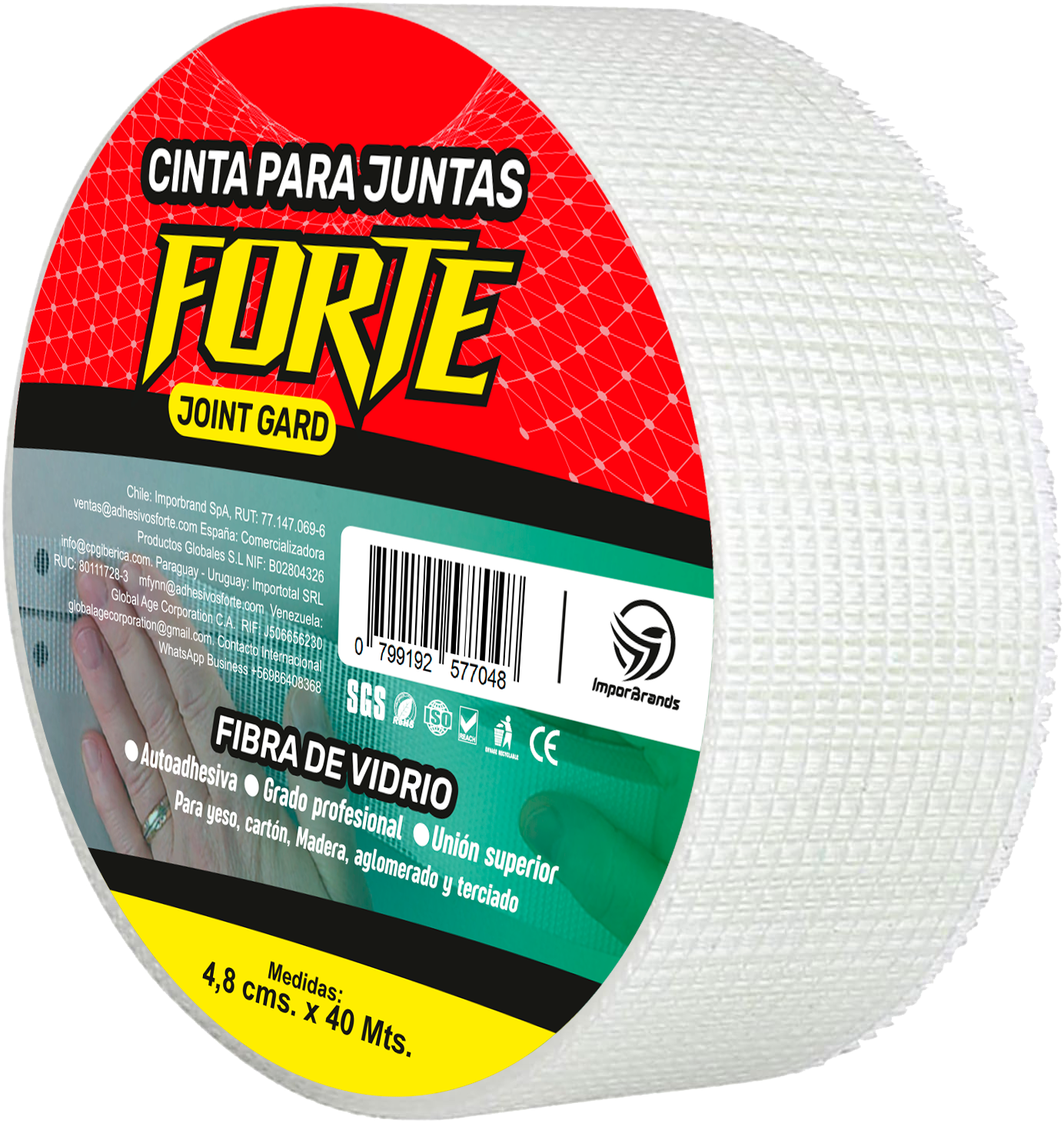 Forte® Cinta Cubre Juntas 4.8cms x 40mts