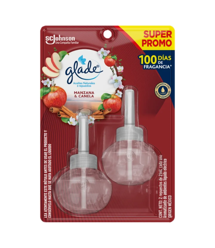 GLADE® Aceites Naturales Manzana Canela 2 Repuestos