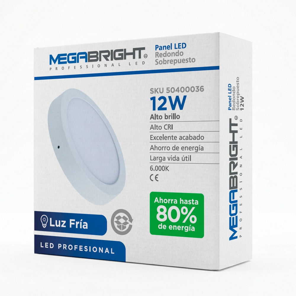 MEGABRIGHT® Panel Redondo Sobrepuesto LED 12 wts.