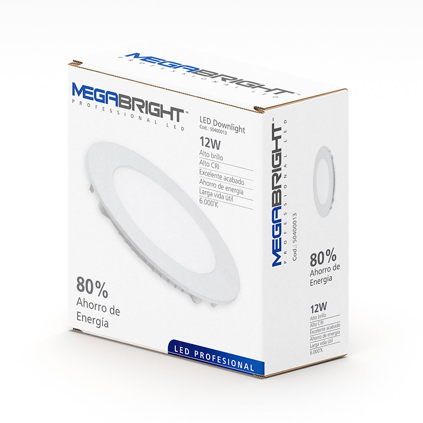 MEGABRIGHT® Panel Redondo Embutido LED 12 wts.