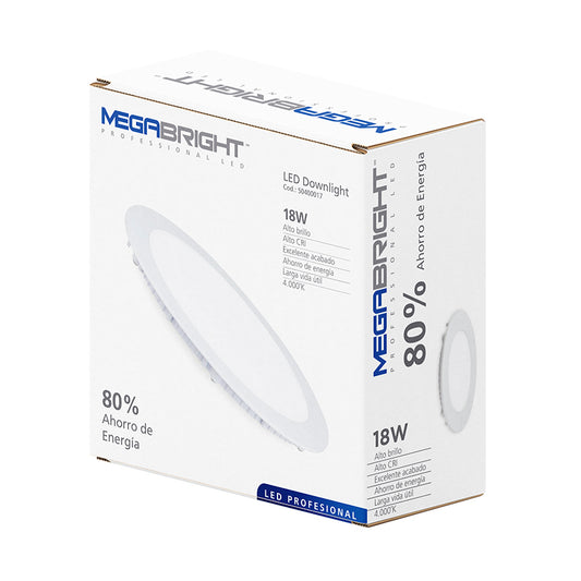 MEGABRIGHT® Panel Redondo Embutido LED 18 wts.