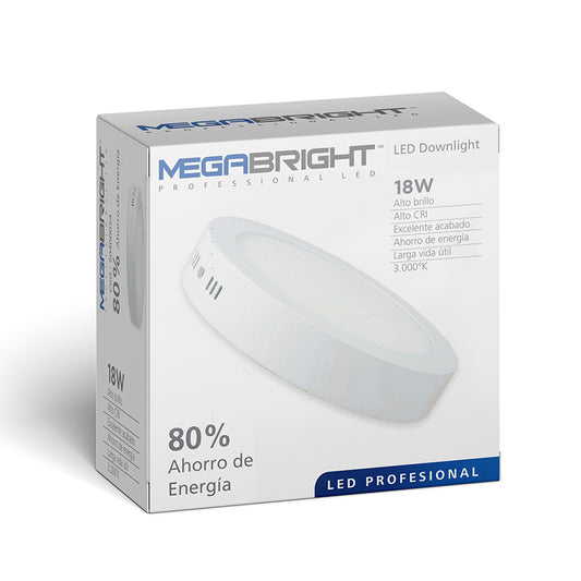 MEGABRIGHT® Panel Redondo Sobrepuesto LED 18 wts.