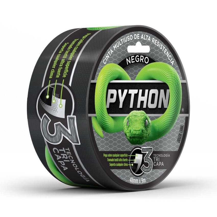 Python® Cinta Multiuso Negra 48MM. X 9MTS