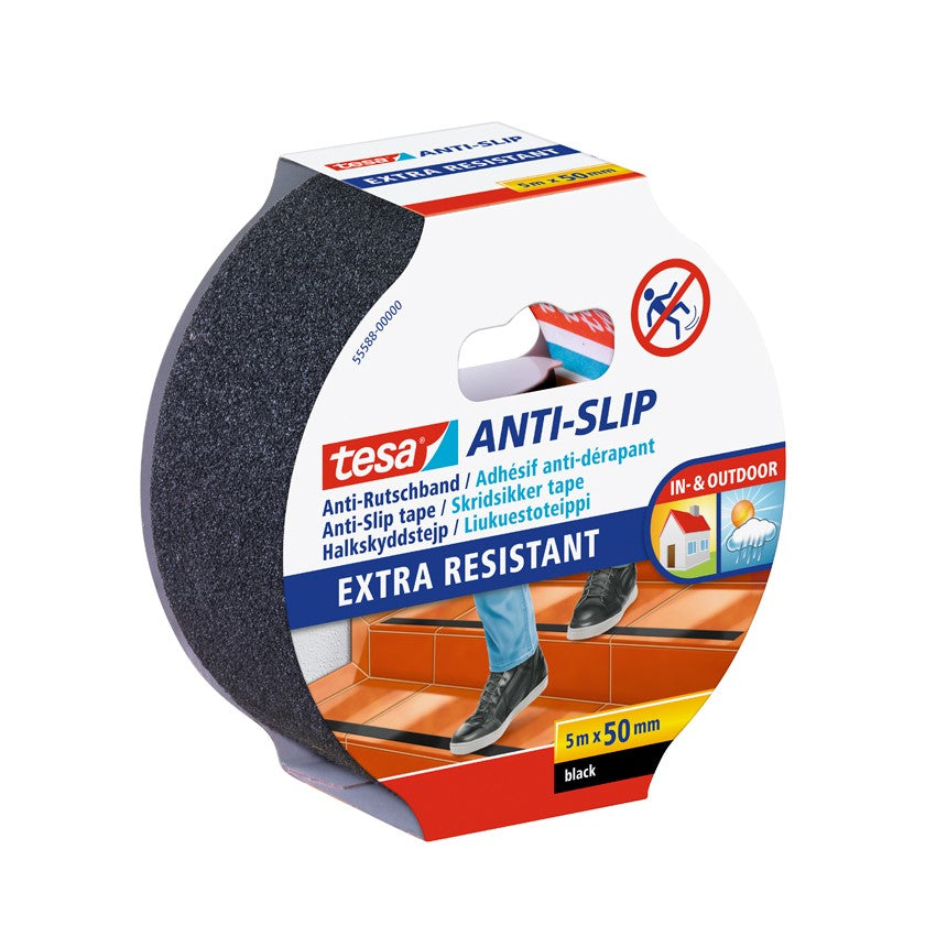 Tesa® Cinta Antideslizante Negro 5mts x 25mm