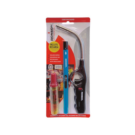 RONSON® PACK ENCENDEDORES TUBO FLEXIBLE + SLIM + GAS